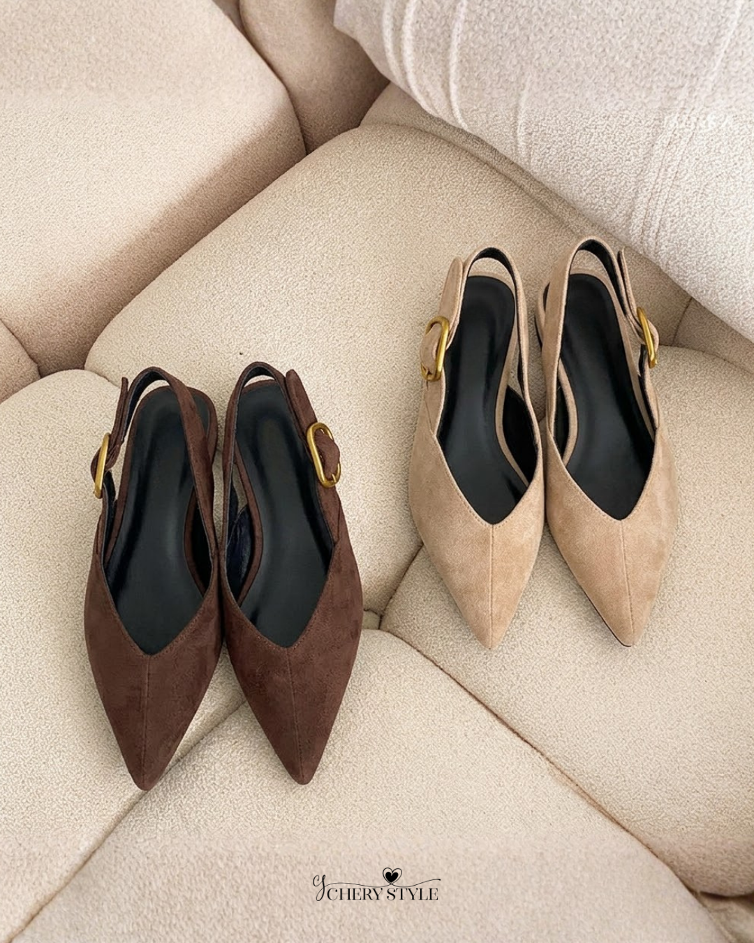 Wsuwane buty w kolorze taupe