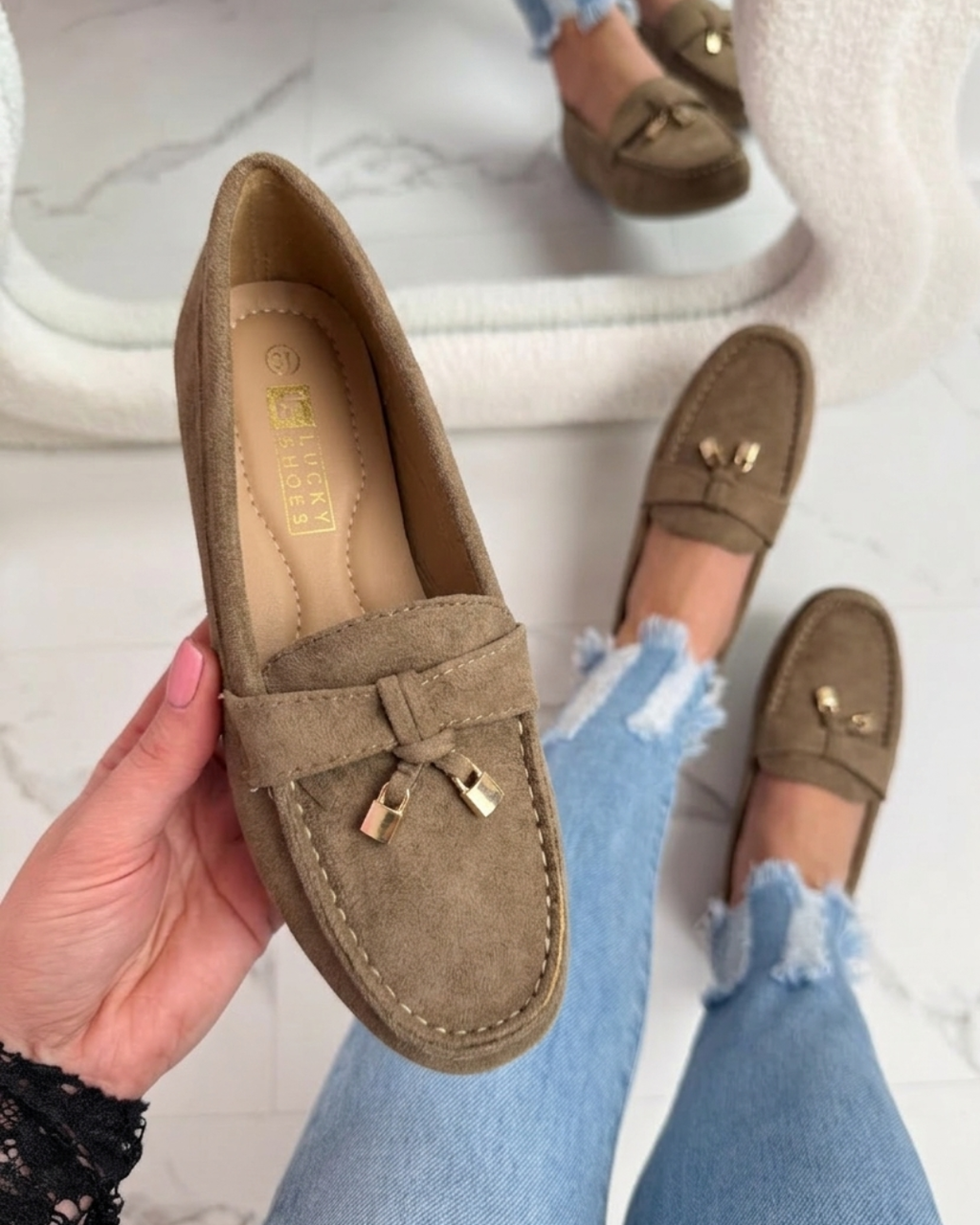 Khaki mokasyny Gaby