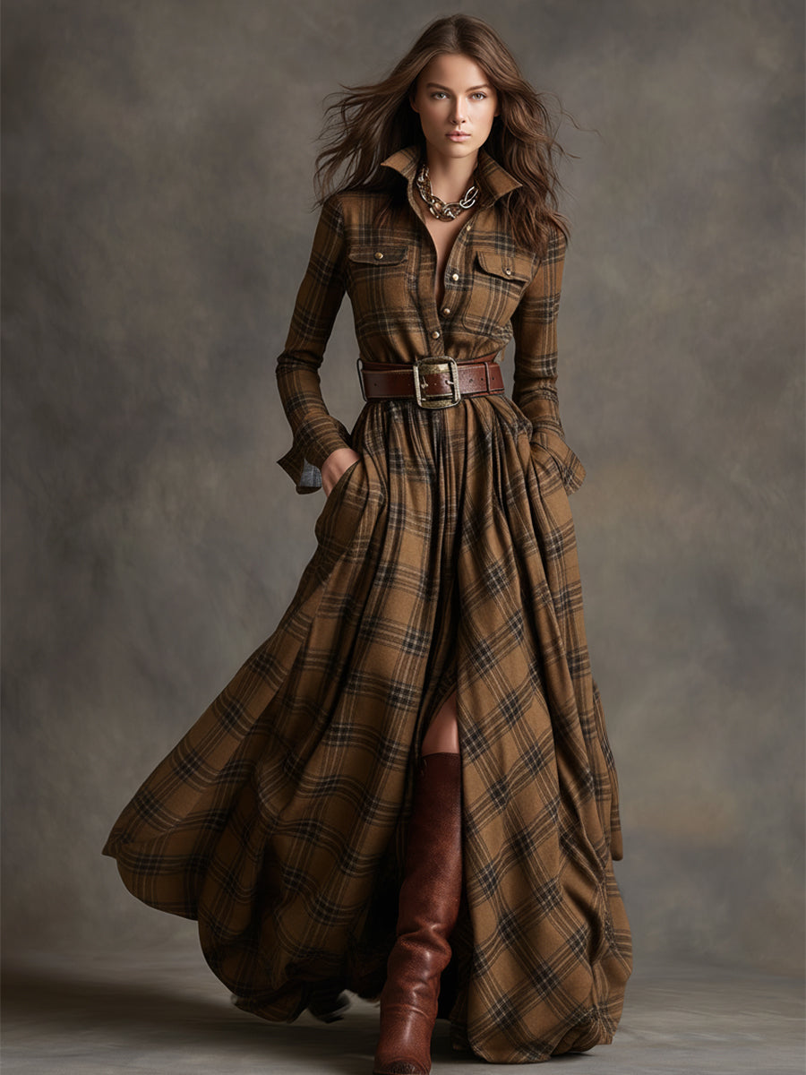 Giulietta Vestido Camisero Maxi de Cuadros