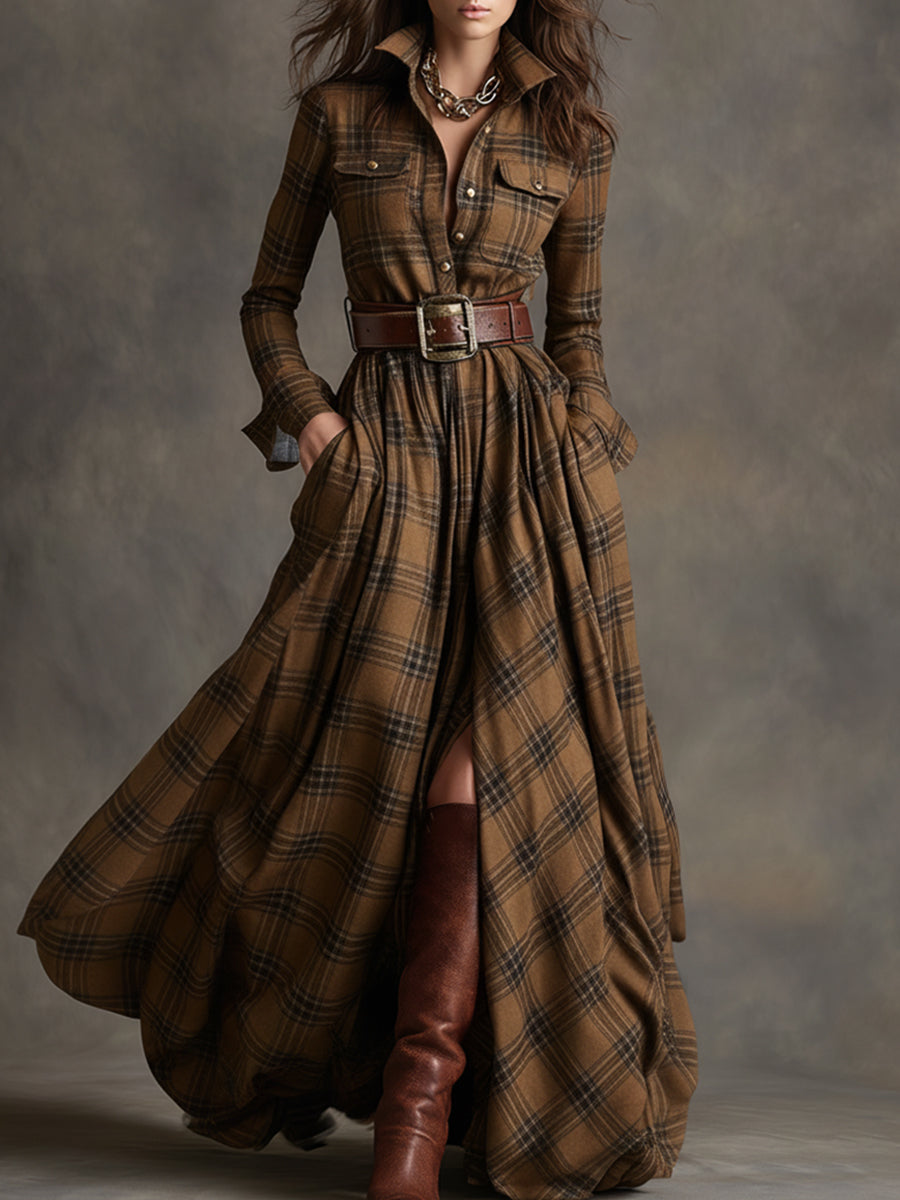 Giulietta Vestido Camisero Maxi de Cuadros