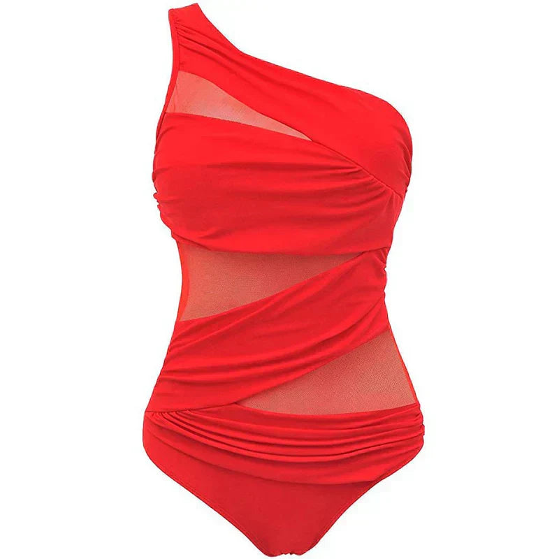 Nayla | Elegante traje de baño de un solo hombro disponible en tallas cómodas