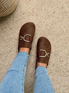Glam brązowe buty wsuwane