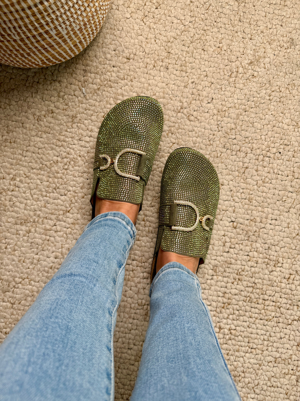 Glam zielone buty wsuwane