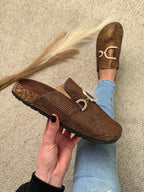 Glam brązowe buty wsuwane