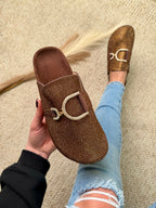 Glam brązowe buty wsuwane