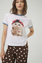 CAMISETA AZUL GATITO PROCRASTINADOR
