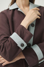 TRENCH REVERSIBLE CHOCOLATE Y AZUL