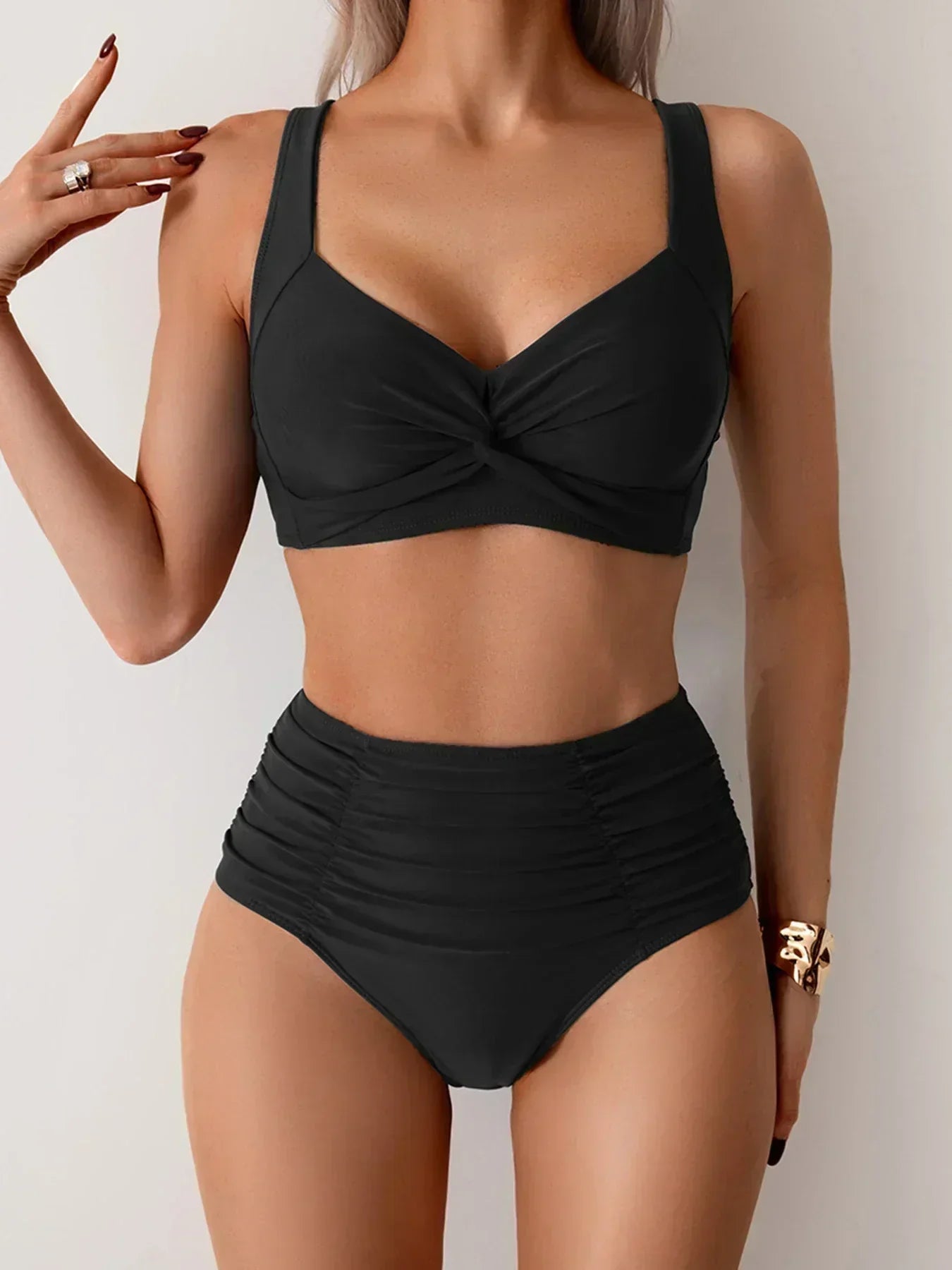 Abril | Bikini bandeau con tejido fruncido