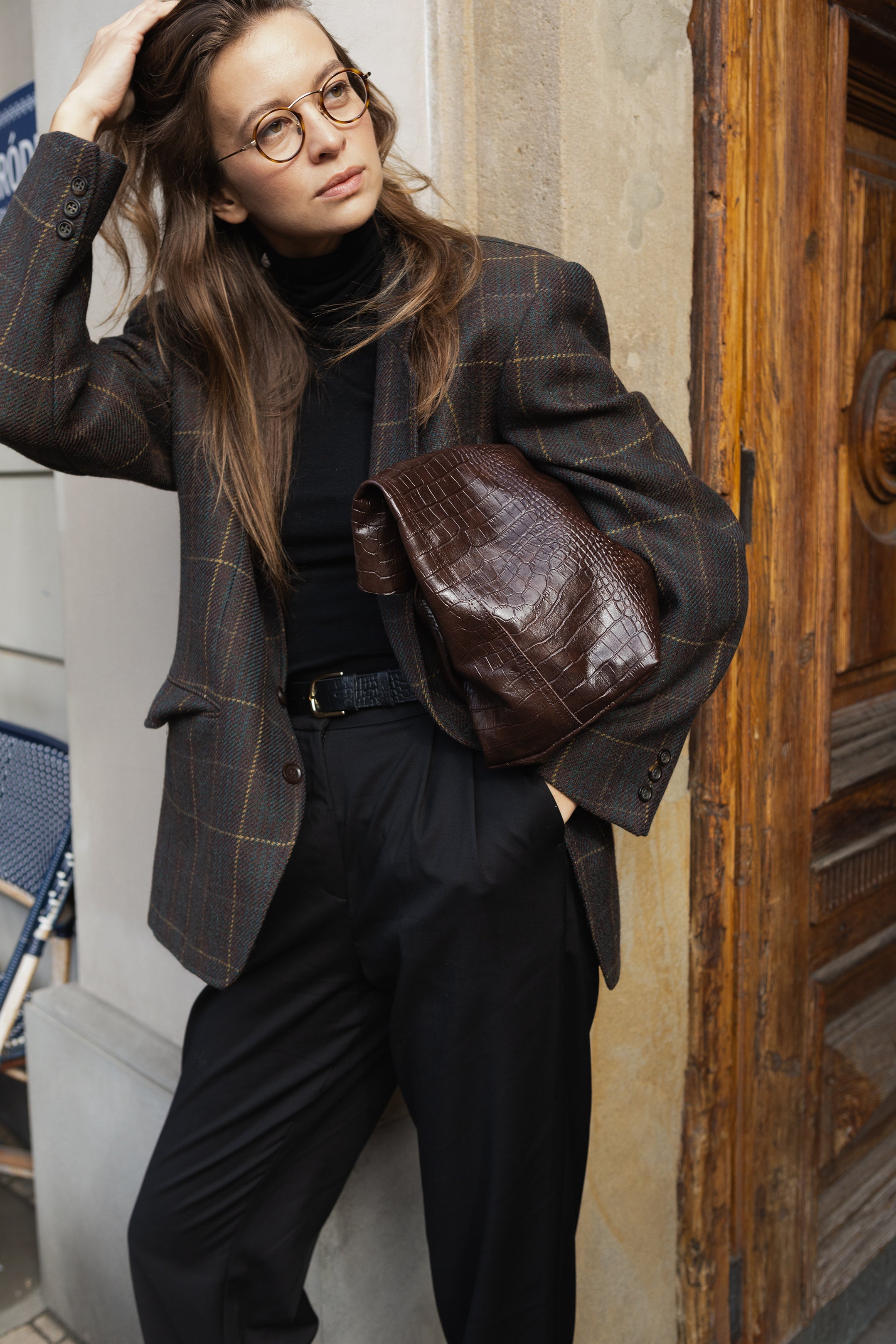 Julia torba shopper czekoladowy krokodyl