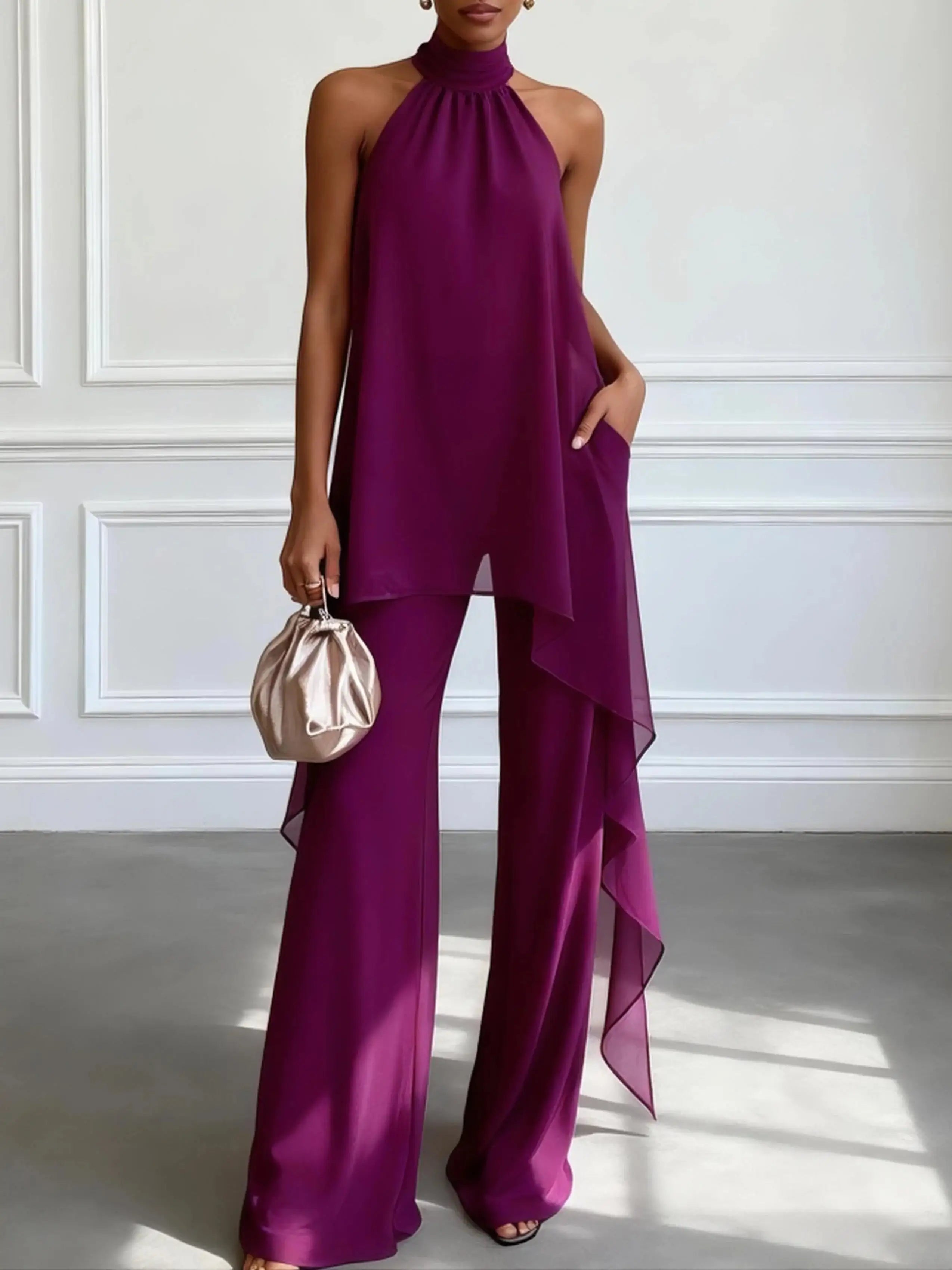 Viola | Elegante Conjunto Halter con Pantalones