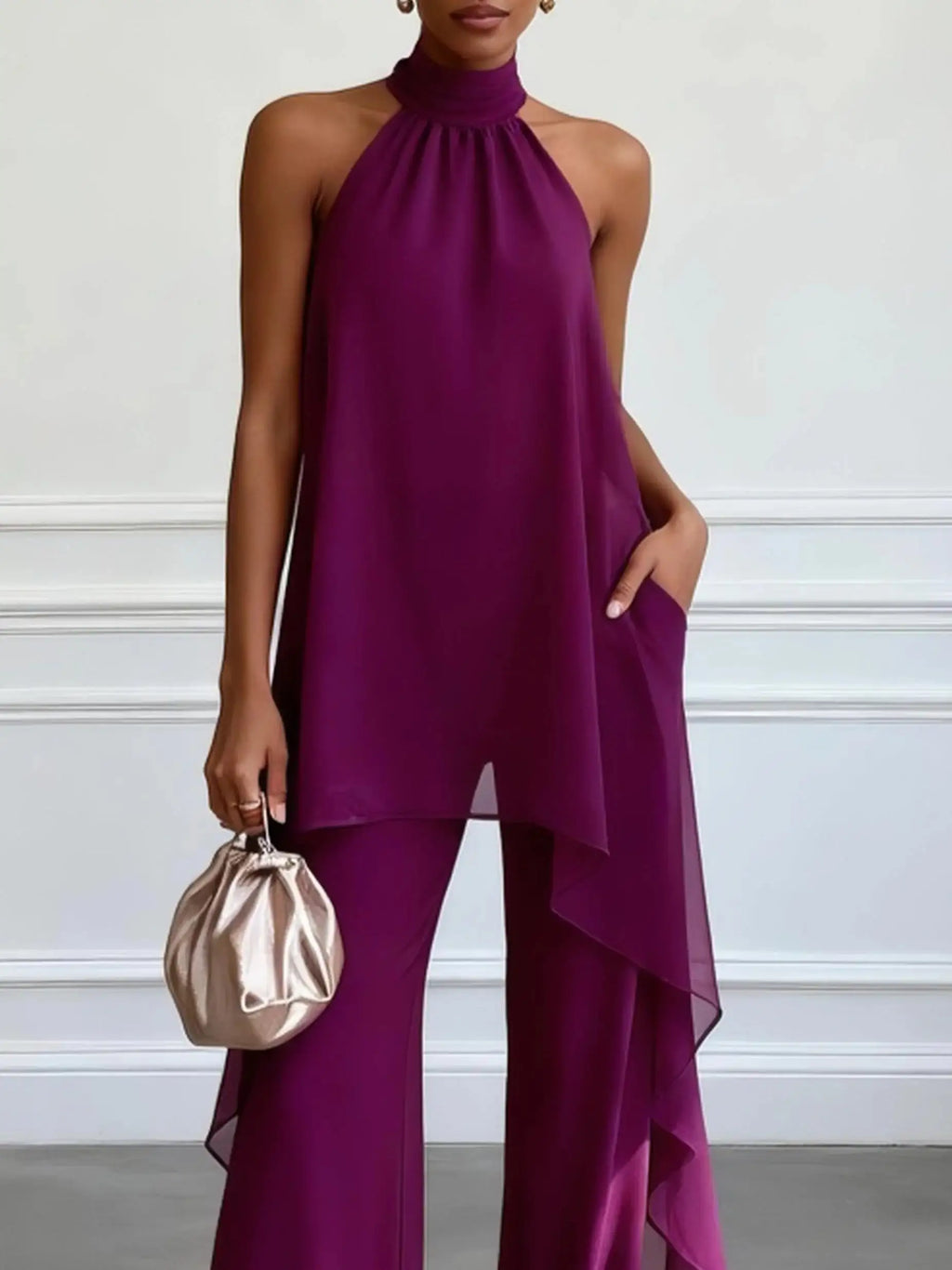 Viola | Elegante Conjunto Halter con Pantalones