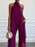 Viola | Elegante Conjunto Halter con Pantalones