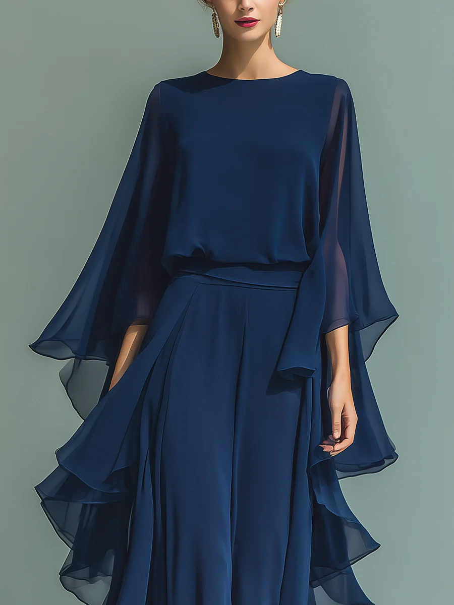 Aurora | Elegante Conjunto de Chiffon con Detalles de Volantes