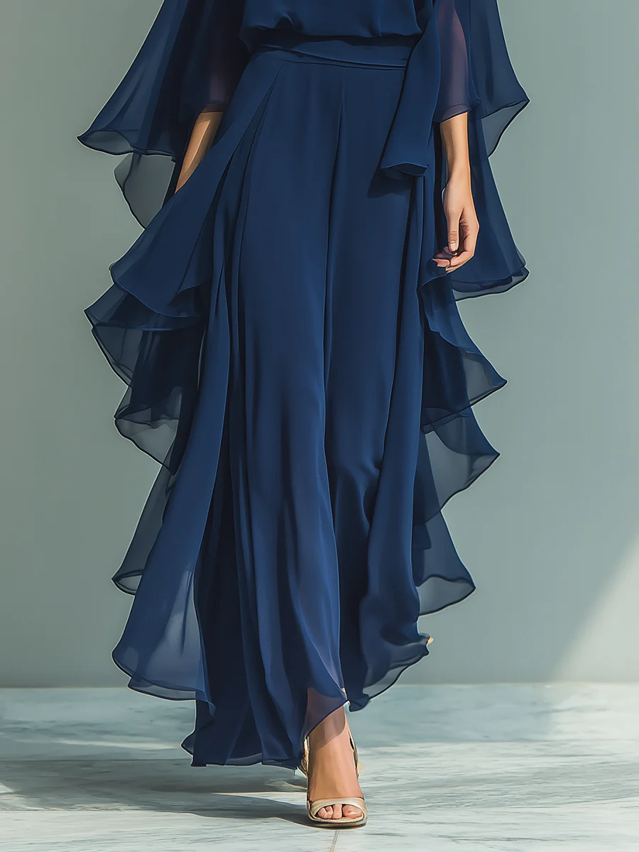 Aurora | Elegante Conjunto de Chiffon con Detalles de Volantes