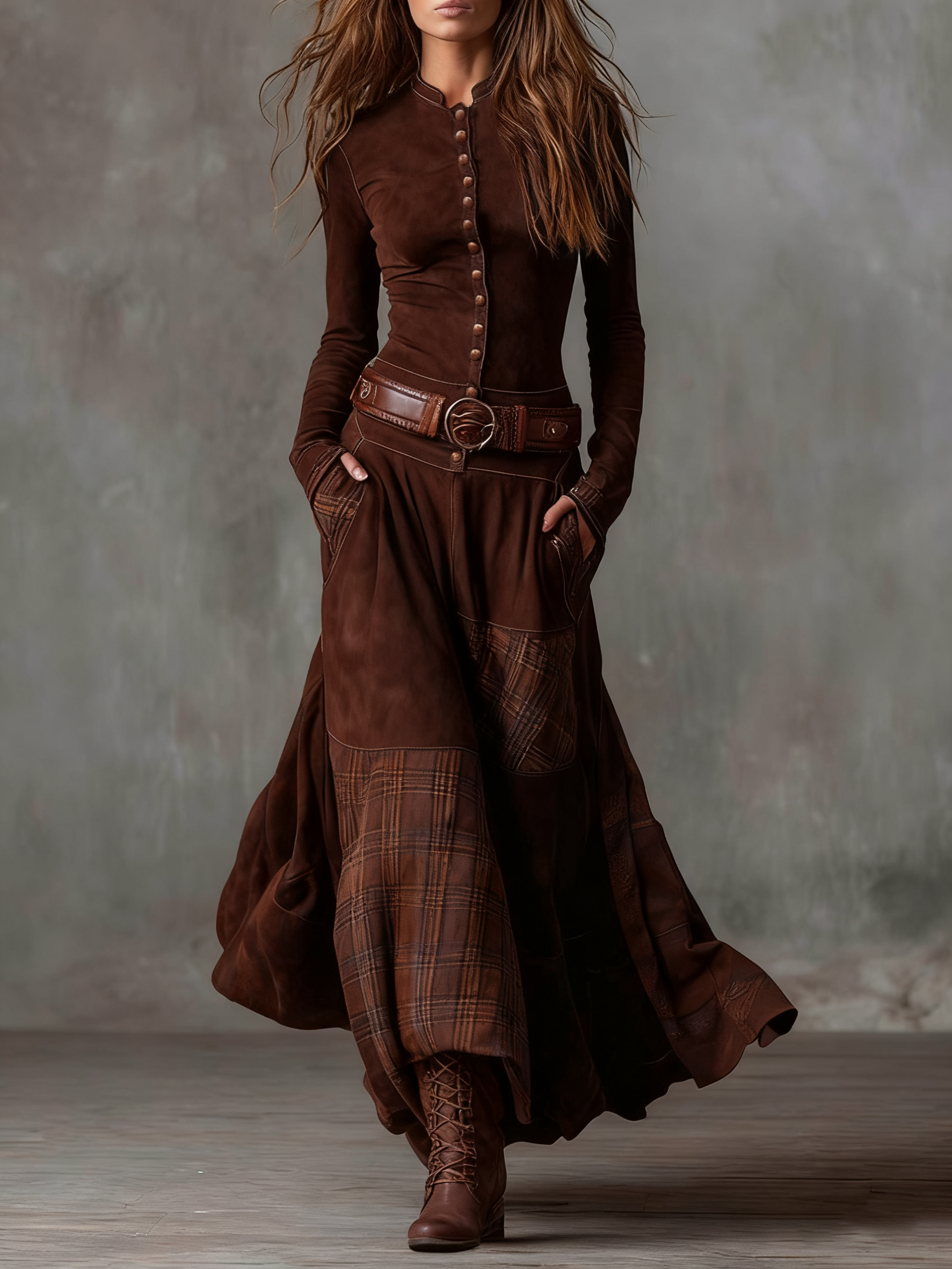 Michelle Vestido Maxi de Ante