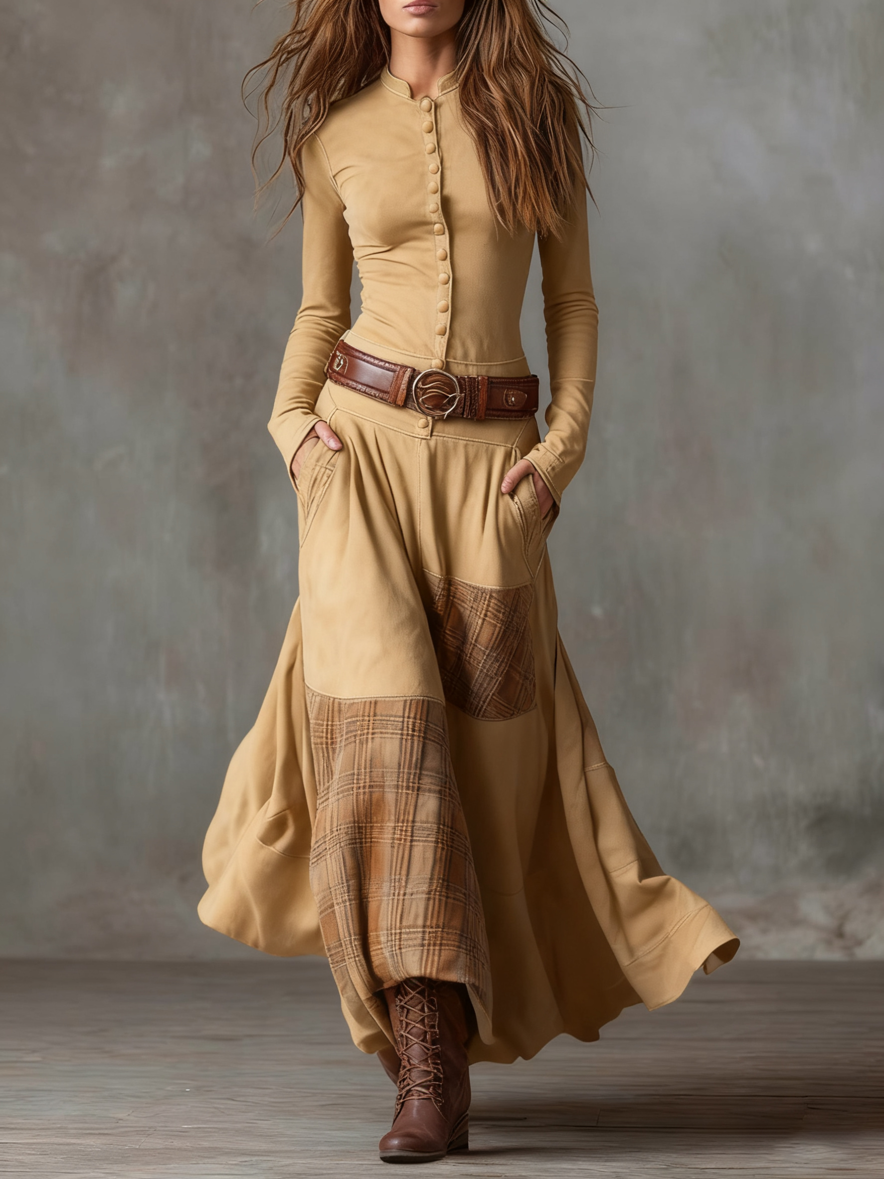 Michelle Vestido Maxi de Ante