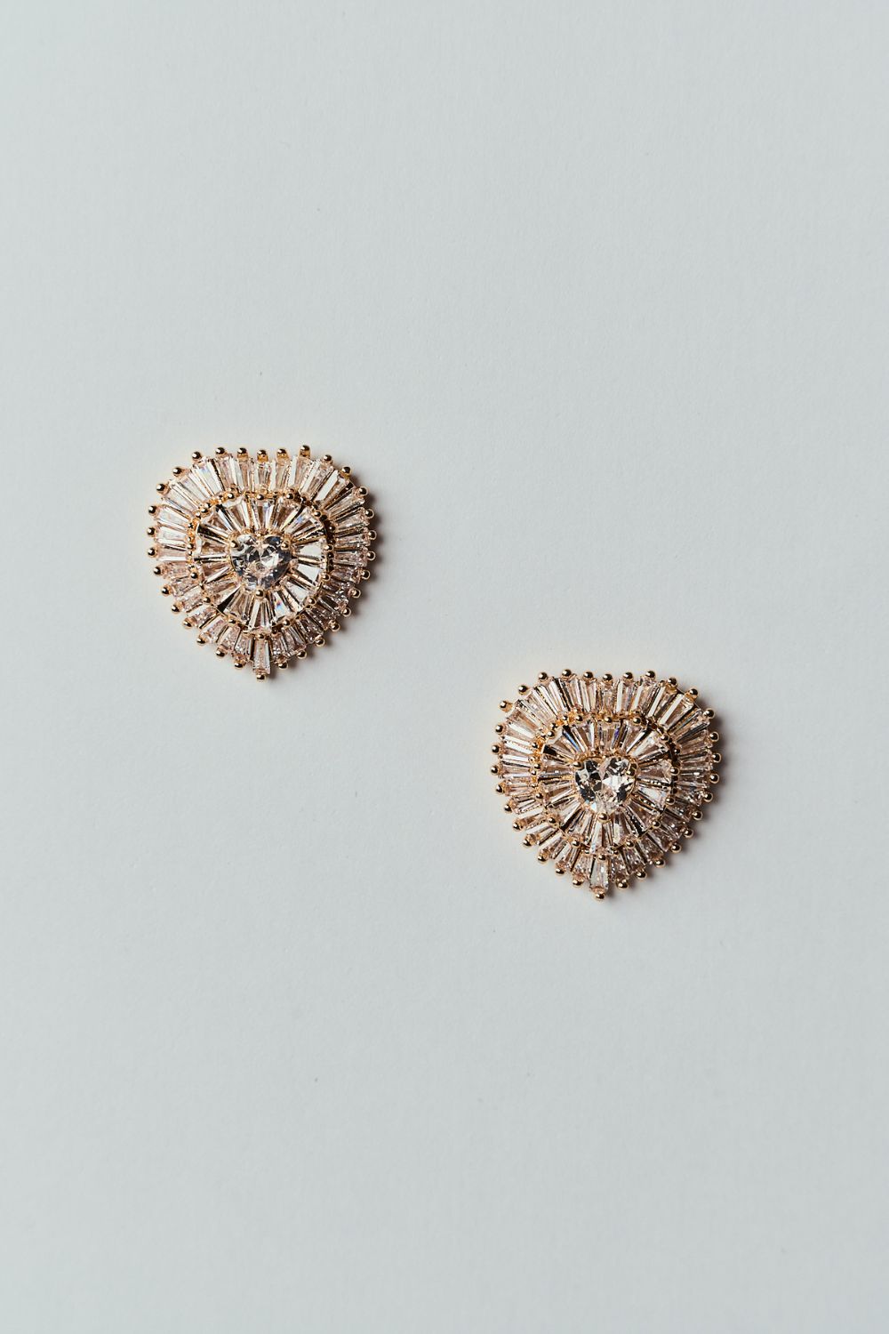 Pendientes de Corazón con Strass Dorado