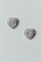 Pendientes de Corazón con Strass Plateado