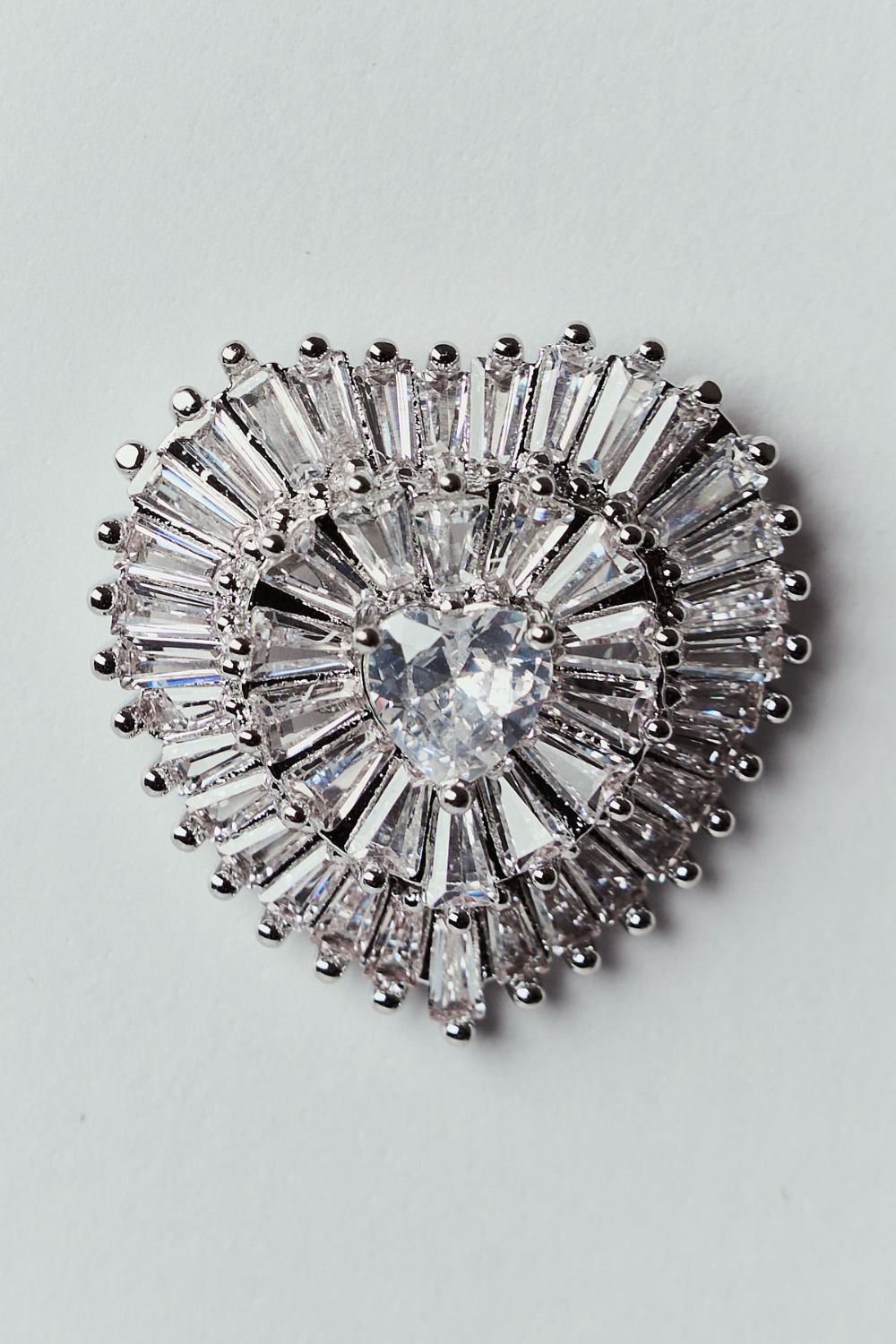 Pendientes de Corazón con Strass Plateado
