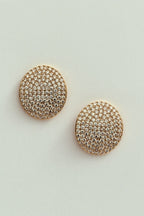 Oval Gold Strass Stud Earrings