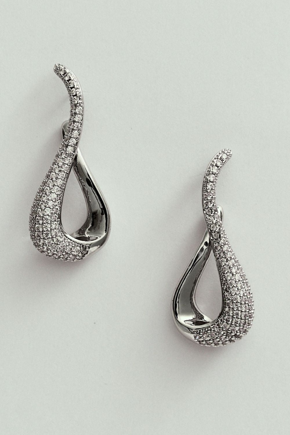 Pendientes Colgantes de Strass Plateado