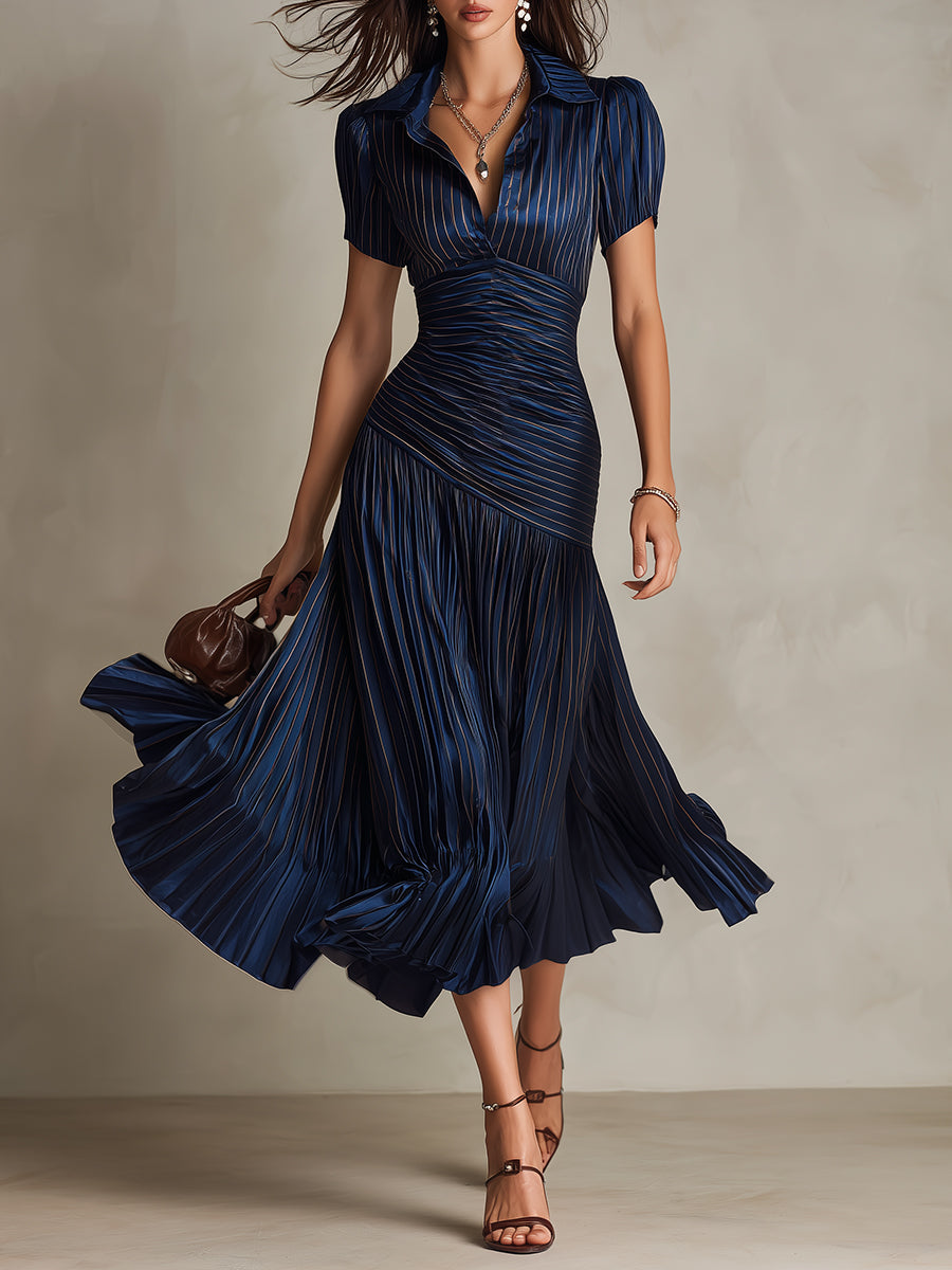 Adriana - Midi Dress with Retro Stripes