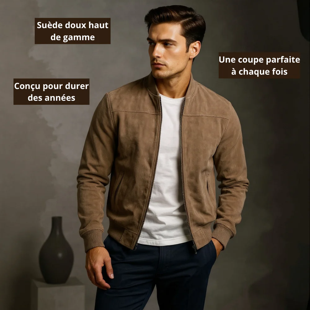 LAURENT MONACO | Chaqueta Bomber de Ante para Hombre