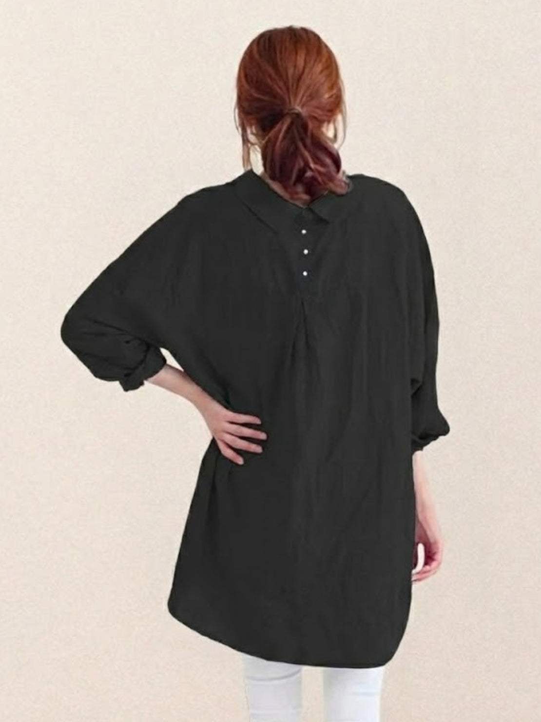 Oversize'owa koszula z 100% bawełny i lnu