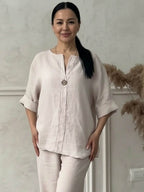 Czysty Len Dwu-Częściowy Zestaw Komfortowy na Co Dzień