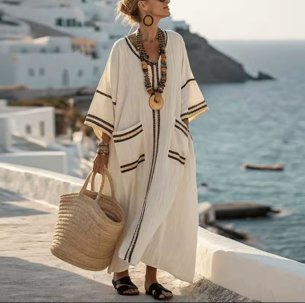 Elegancka Mary - Długa sukienka plażowa na modny letni wygląd