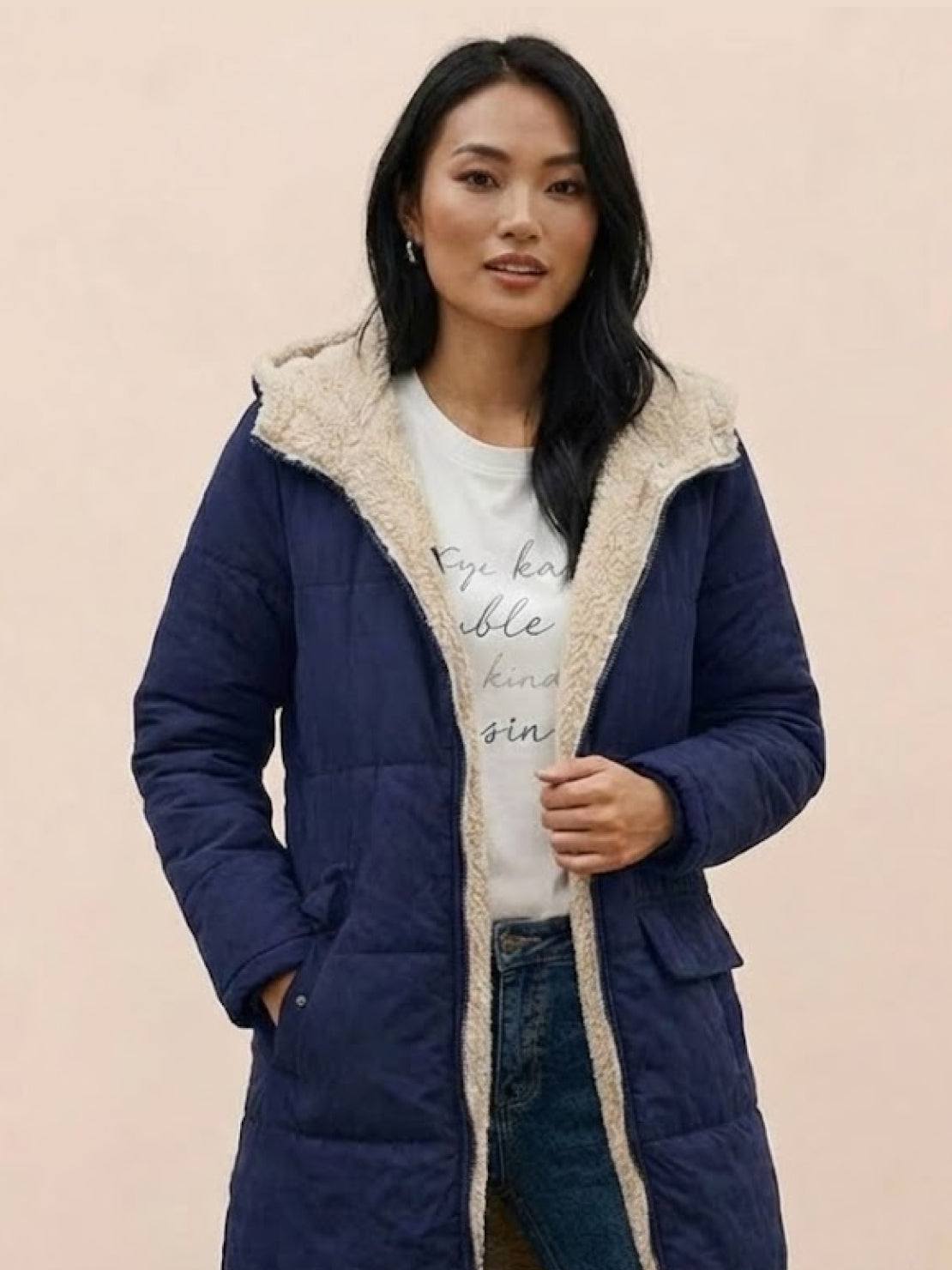 Kurtka Teddy z Kapturem i Podszewką Sherpa