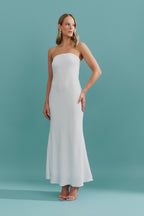 Vestido Midi Largo con Detalle de Cierre en Botón - Mezzana Off White