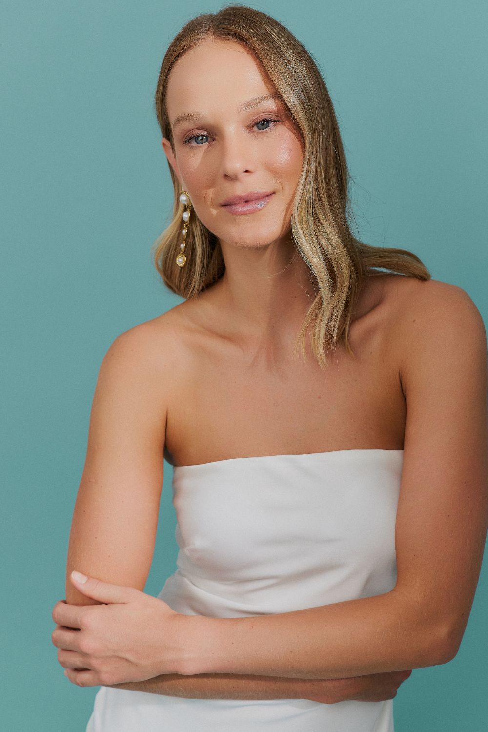 Vestido Midi Largo con Detalle de Cierre en Botón - Mezzana Off White