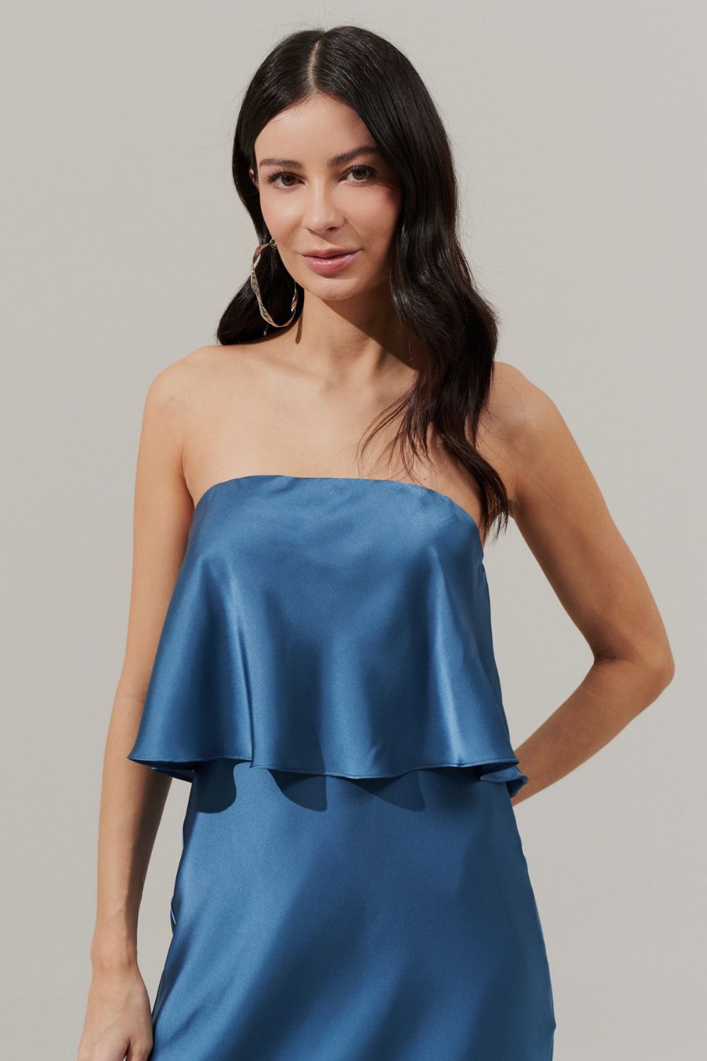 Vestido Midi Largo Slip con Tirantes Removibles - Cartagena Azul Jeans