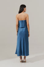 Vestido Midi Largo Slip con Tirantes Removibles - Cartagena Azul Jeans