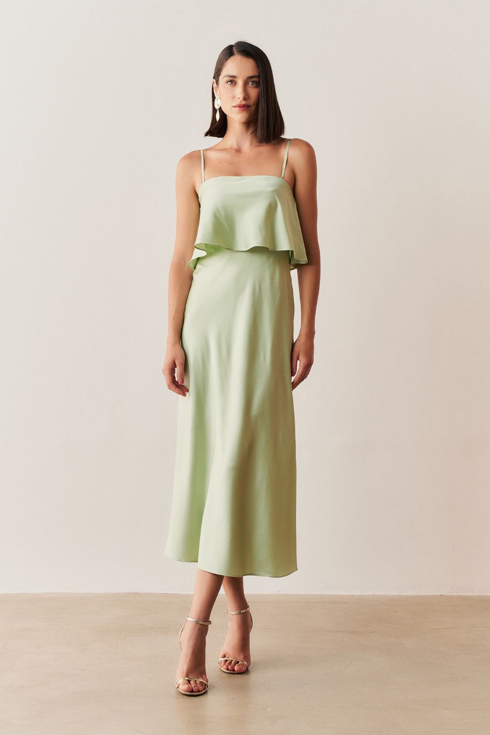 Vestido Midi Largo Tipo Slip con Tirantes Removibles - Cartagena Menta