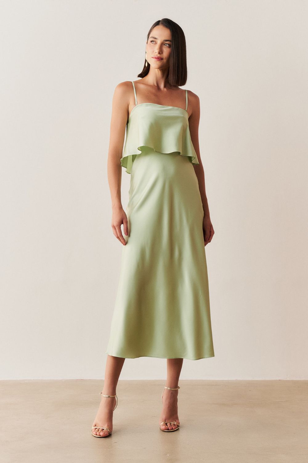 Vestido Midi Largo Tipo Slip con Tirantes Removibles - Cartagena Menta