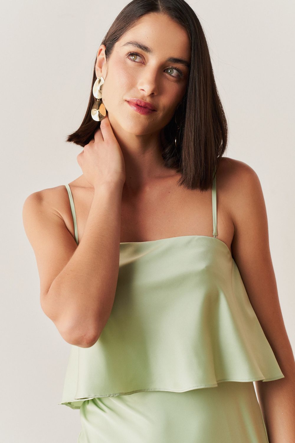 Vestido Midi Largo Tipo Slip con Tirantes Removibles - Cartagena Menta