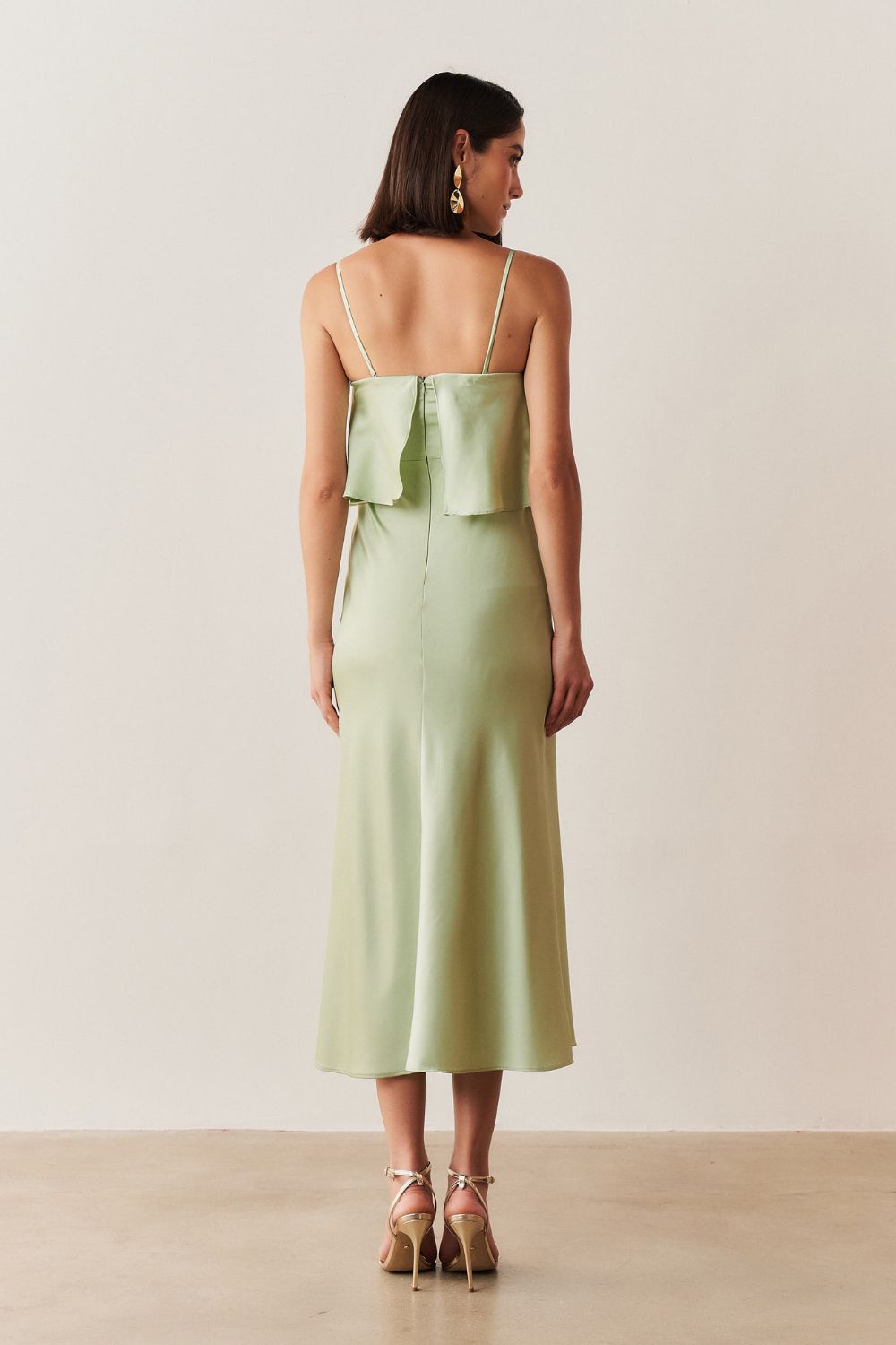 Vestido Midi Largo Tipo Slip con Tirantes Removibles - Cartagena Menta