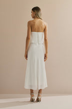 Vestido Midi Larga Slip con Tirantes Removibles - Cartagena Off White