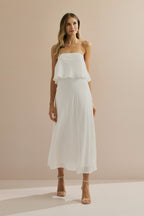 Vestido Midi Larga Slip con Tirantes Removibles - Cartagena Off White
