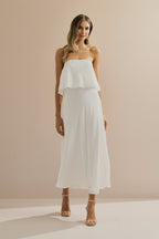 Vestido Midi Larga Slip con Tirantes Removibles - Cartagena Off White