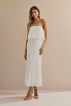 Vestido Midi Larga Slip con Tirantes Removibles - Cartagena Off White