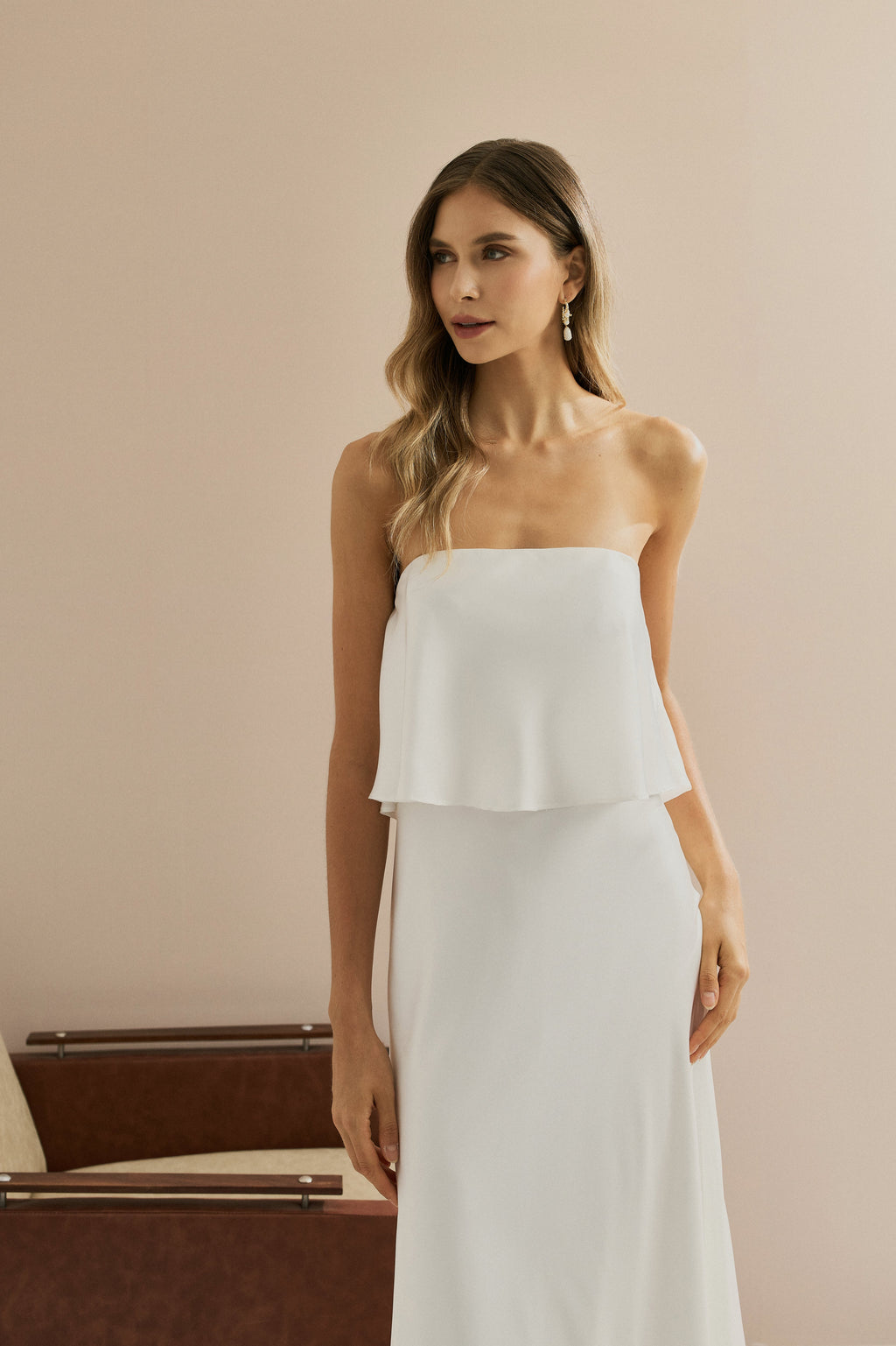 Vestido Midi Larga Slip con Tirantes Removibles - Cartagena Off White