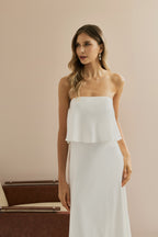 Vestido Midi Larga Slip con Tirantes Removibles - Cartagena Off White
