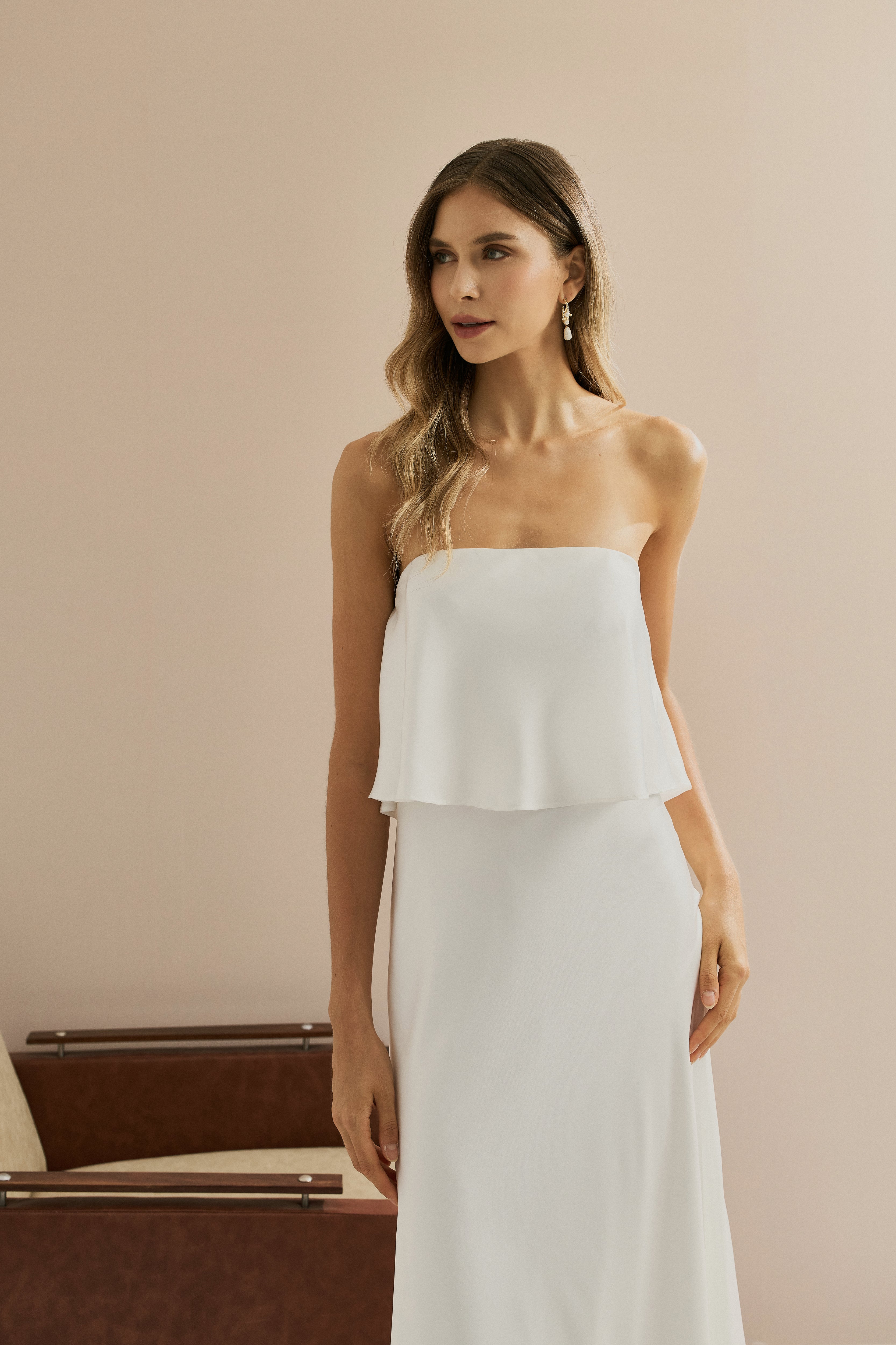 Vestido Midi Larga Slip con Tirantes Removibles - Cartagena Off White