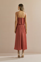 Vestido Midi Slip con Tirantes Removibles - Cartagena Terracota