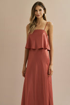 Vestido Midi Slip con Tirantes Removibles - Cartagena Terracota