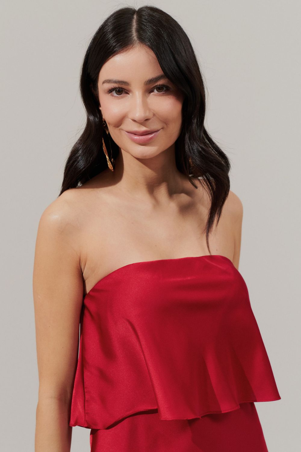 Vestido Midi Largo Slip con Tirantes Removibles - Cartagena Rojo