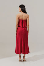 Vestido Midi Largo Slip con Tirantes Removibles - Cartagena Rojo